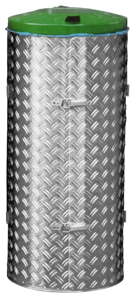 VAR Kompakt-Abfall-Sammelgeräte mit Edelstahl und Alu-Duett-Blechen, Deckel grün